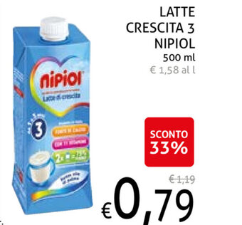 Ecu Discount Nipiol Latte Crescita 3 500ml offerta