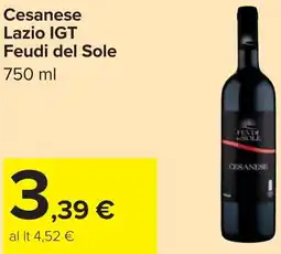 Carrefour Cesanese Lazio IGT Feudi del Sole offerta