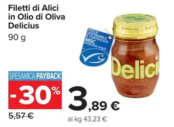 Carrefour Filetti di Alici in Olio di Oliva Delicius offerta