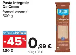 Carrefour Pasta Integrale De Cecco offerta