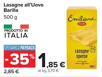 Carrefour Lasagne all'Uovo Barilla offerta