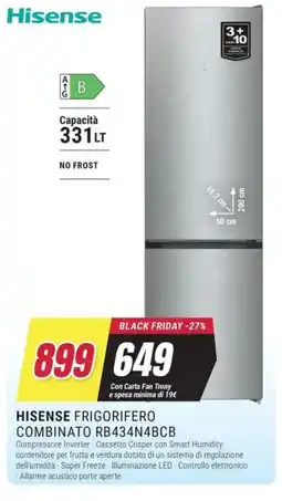 Trony HISENSE FRIGORIFERO COMBINATO RB434N4BCB offerta
