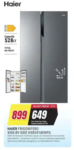 Trony HAIER FRIGORIFERO SIDE-BY-SIDE HSR3918ENPG offerta