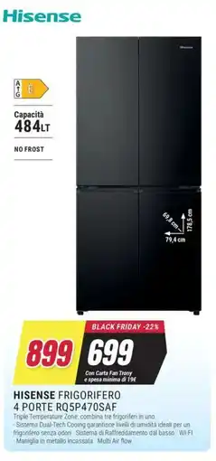 Trony HISENSE FRIGORIFERO 4 PORTE RQ5P470SAF offerta