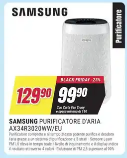 Trony SAMSUNG PURIFICATORE D'ARIA AX34R3020WW/EU offerta