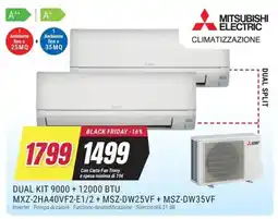 Trony MITSUBISHI ELECTRIC DUAL KIT 9000+ 12000 BTU MXZ-2HA40VF2-E1/2 + MSZ-DW25VF+ MSZ-DW35VF offerta