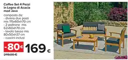 Carrefour Coffee Set 4 Pezzi in Legno di Acacia mod Java offerta