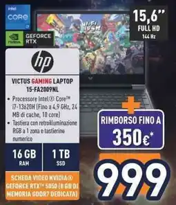 Unieuro hp VICTUS GAMING LAPTOP 15-FA2009NL offerta