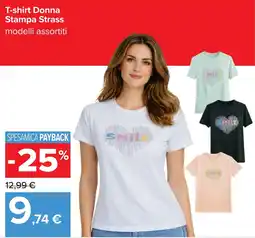 Carrefour T-shirt Donna Stampa Strass offerta