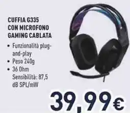 Unieuro Logitech cuffia G335 con microfono gaming cablata offerta