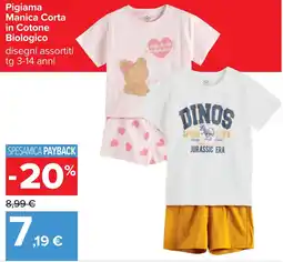 Carrefour Pigiama Manica Corta in Cotone Biologico offerta