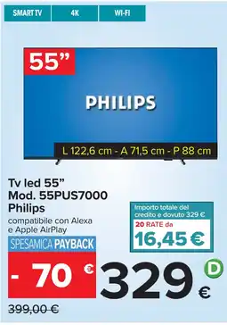 Carrefour Tv led 55" Mod. 55PUS7000 Philips offerta