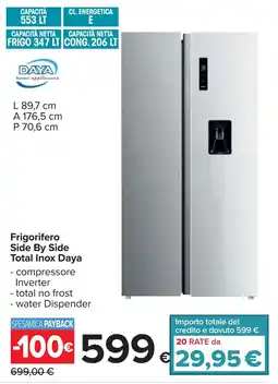 Carrefour Frigorifero Side By Side Total Inox Daya offerta