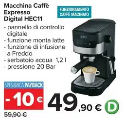 Carrefour Macchina Caffè Expresso Digital HEC11 offerta