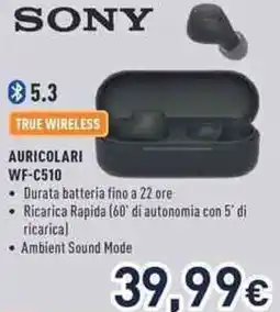 Unieuro Sony auricolari WF-C510 offerta