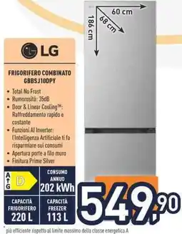Unieuro LG FRIGORIFERO COMBINATO GBBSJ10DPY offerta