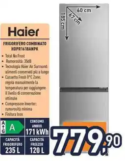 Unieuro Haier FRIGORIFERO COMBINATO HDPR1618ANPK offerta