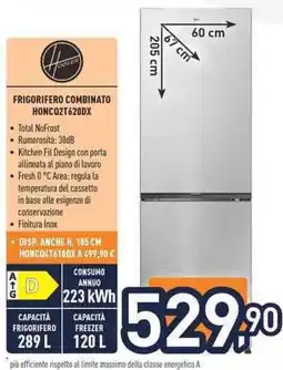 Unieuro Hoover FRIGORIFERO COMBINATO HONCQ2T620DX offerta