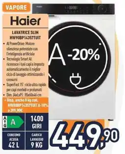 Unieuro Haier LAVATRICE SLIM HW90BP14357TUIT offerta