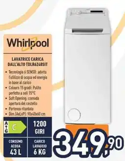 Unieuro Whirlpool LAVATRICE CARICA DALL'ALTO TDLR6240SIT offerta