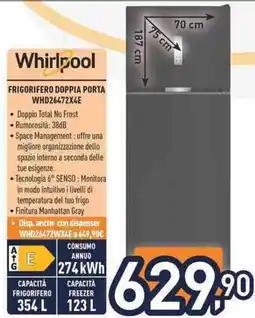 Unieuro Whirlpool FRIGORIFERO DOPPIA PORTA WHD26472X4E offerta