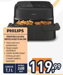 Unieuro PHILIPS FRIGGITRICE AD ARIA DOPPIO CASSETTO NA1500 offerta