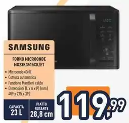 Unieuro SAMSUNG FORNO MICROONDE MG23K3515CK/ET offerta