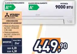 Unieuro Mitsubishi electric condizionatore monosplit kit MSZHR25VF offerta