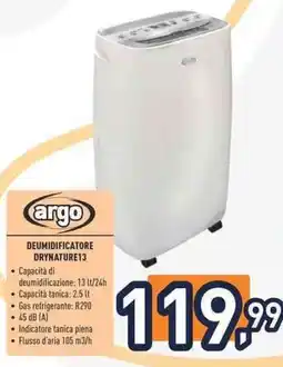Unieuro Argo deumidificatore drynature13 offerta