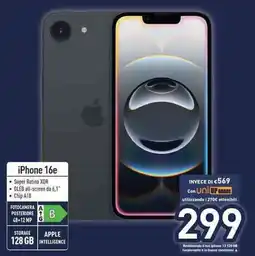 Unieuro iPhone 16e offerta