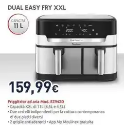 Unieuro Moulinex dual easy fry xxl Friggitrice ad aria Mod. EZ942D offerta