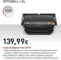 Unieuro Moulinex optigrill + xl Griglia intelligente Mod. G17278 offerta