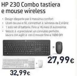 Unieuro HP 230 Combo tastiera e mouse wireless offerta
