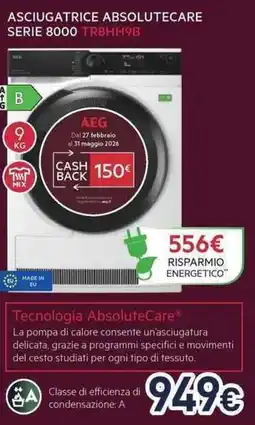 Unieuro JBL ASCIUGATRICE ABSOLUTECARE SERIE 8000 TR8HH9B offerta