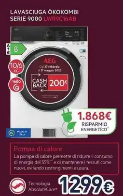 Unieuro JBL LAVASCIUGA ÖKOKOMBI SERIE 9000 LWR9C16AB offerta