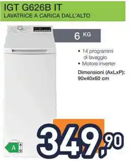Unieuro IGNIS IGT G626B IT LAVATRICE A CARICA DALL'ALTO offerta