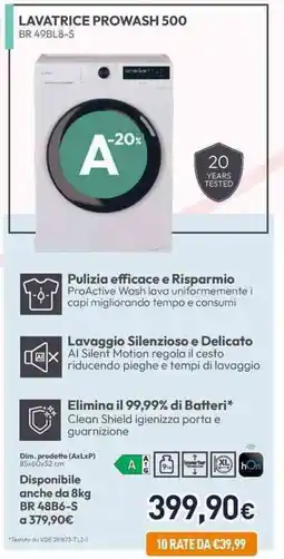 Unieuro CANDY LAVATRICE PROWASH 500 BR 49BL8-S offerta