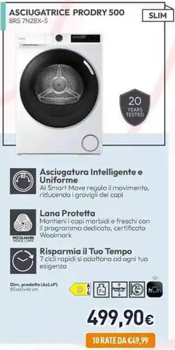 Unieuro CANDY ASCIUGATRICE PRODRY 500 BRS 7N2BX-S offerta