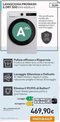 Unieuro CANDY LAVASCIUGA PROWASH & DRY 500 BWR 485SBL6-S offerta