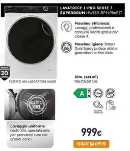 Unieuro Haier LAVATRICE I-PRO SERIE 7 SUPERDRUM HW150-BP14986EIT offerta