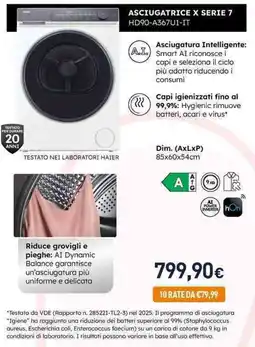 Unieuro Haier ASCIUGATRICE X SERIE 7 HD90-A367U1-IT offerta