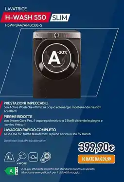 Unieuro Hoover H-WASH 550 SLIM H5WPB447AMBCB8-S offerta