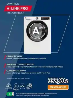 Unieuro Hoover LAVATRICE H-LINK PRO HPS494TAMB2/1-11 offerta
