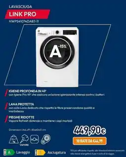Unieuro Hoover LAVASCIUGA LINK PRO HWPS41074DAB7-11 offerta