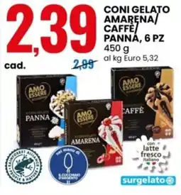 Eurospin Amo essere coni gelato amarena/ caffè panna offerta