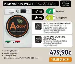 Unieuro Hotpoint ARISTON NDB 964489 WDA IT LAVASCIUGA offerta