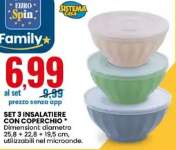 Eurospin Sistema casa set 3 insalatiere con coperchio offerta