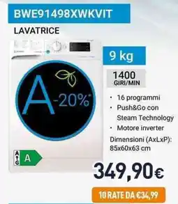 Unieuro INDESIT BWE91498XWKVIT LAVATRICE offerta