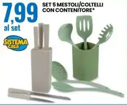 Eurospin Sistema casa set 5 mestoli/coltelli con contenitore offerta