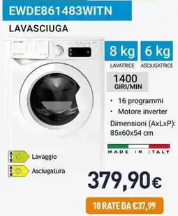 Unieuro INDESIT EWDE861483WITN LAVASCIUGA offerta